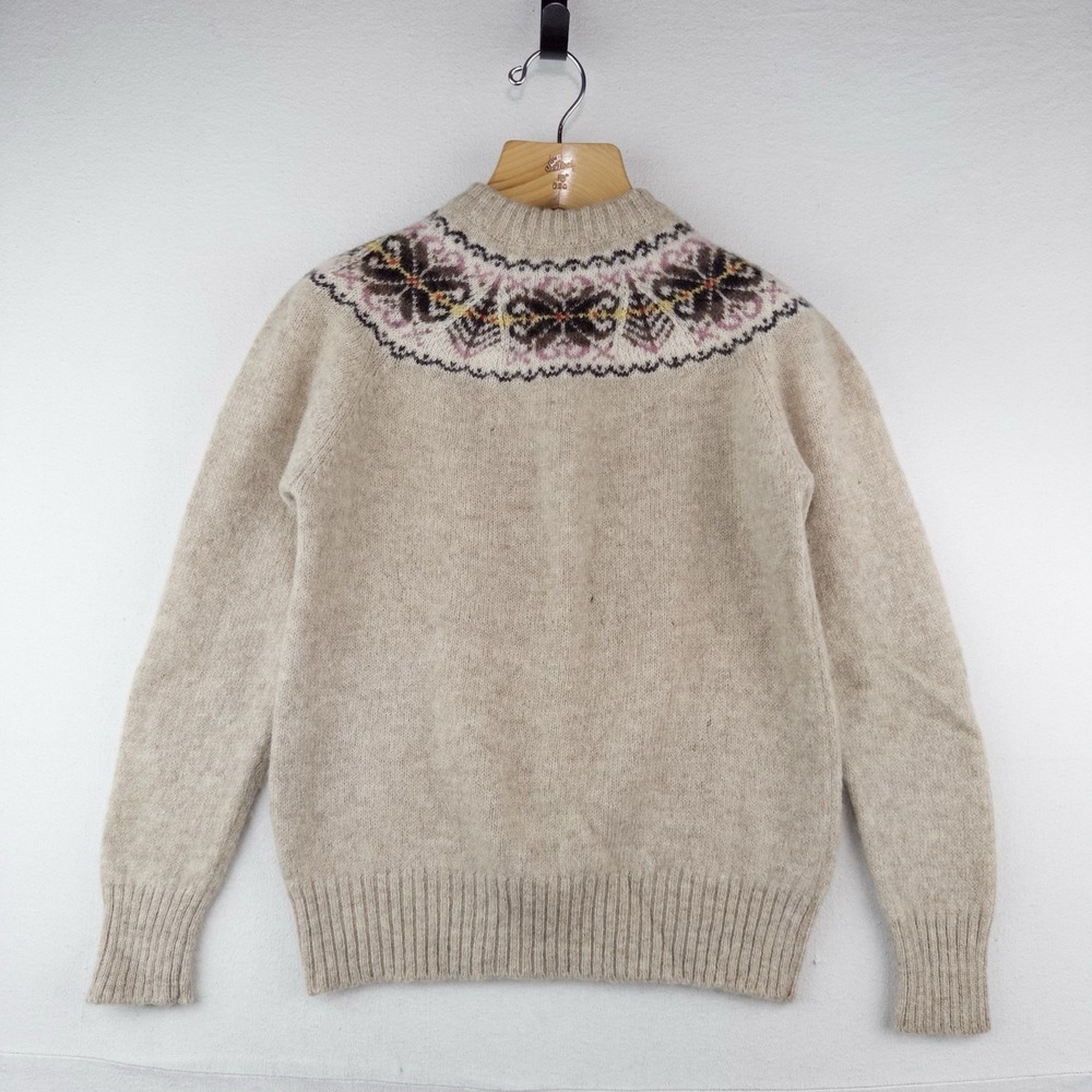 70's Vtg Isles Knit Shetland Wool Sweater Women's L Fair Isle Made In Scotland